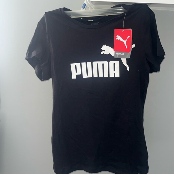 New Puma Women’s Regular Fit Logo Tee Black - Picture 2 of 7